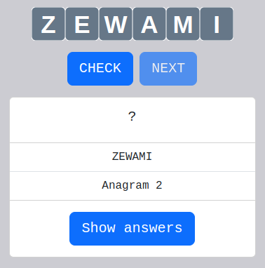 Anagram Answer Checked